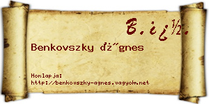 Benkovszky Ágnes névjegykártya